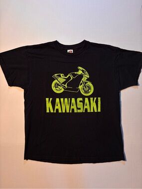 Vtg Kawasaki Motocross Sports Bike Motorcycle Biker Y2K Double Sided Tshirt XL